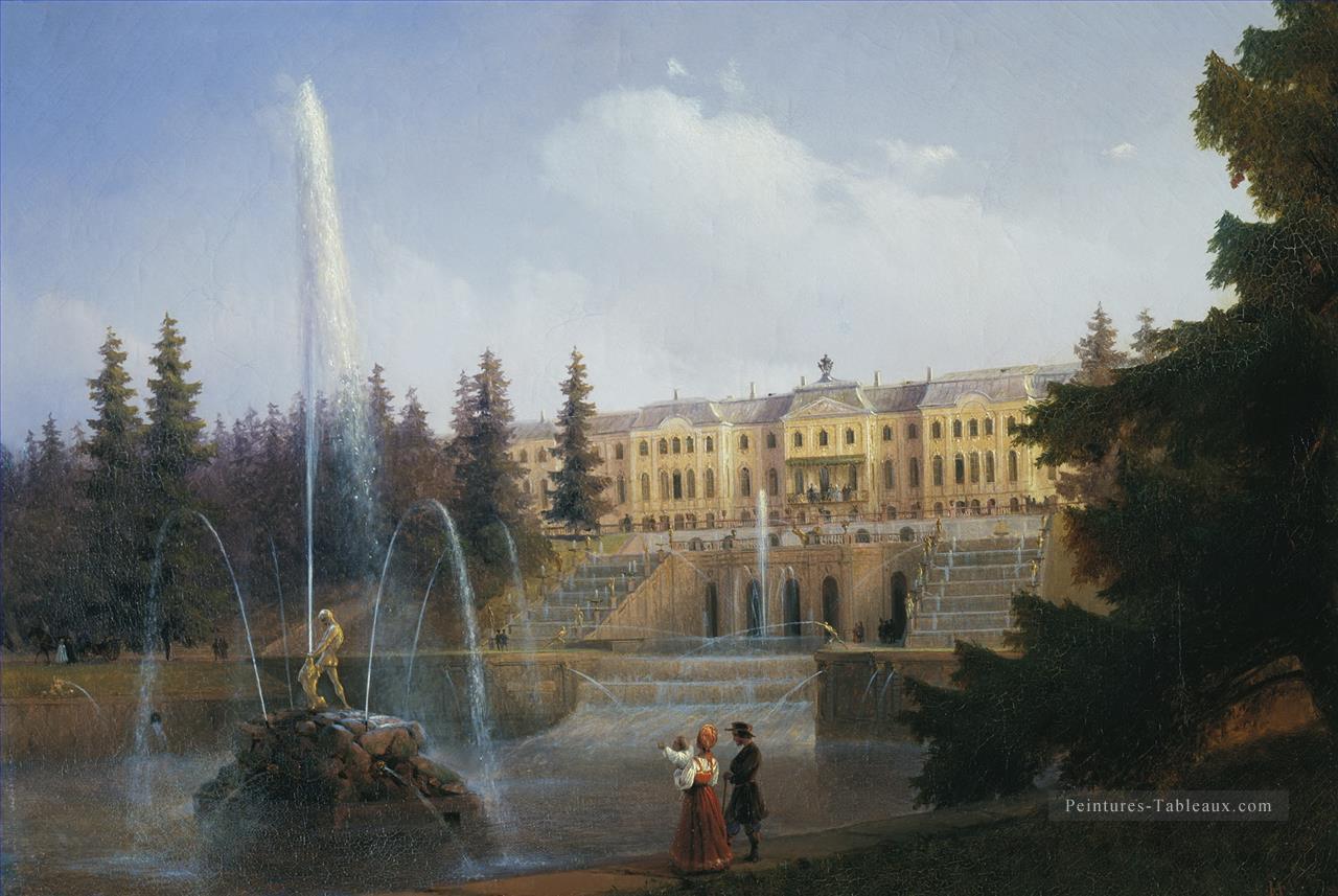 vue de la grande cascade à petergof et du grand palais de peterg Ivan Aivazovsky Peintures à l'huile